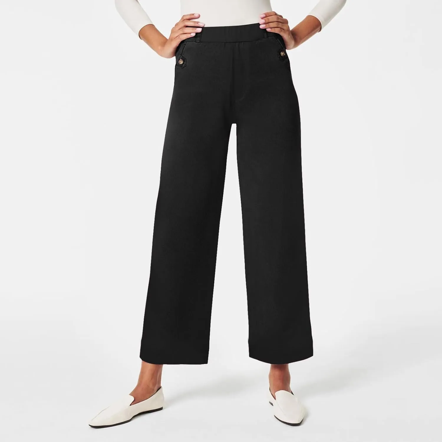 Women's Linen Blend Summer Pull On Palazzo Lounge Pants High Waist Wide Leg Slim-Fit Pant Trousers Work Business