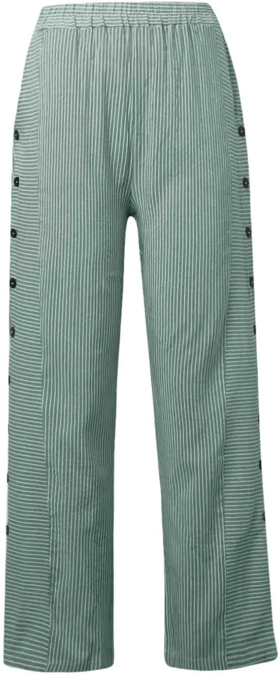 Women's Linen Pants Casual Summer Loose Beach Solid Color Plus Size High Waisted Linen Pants Cotton Comfy Lounge Trousers