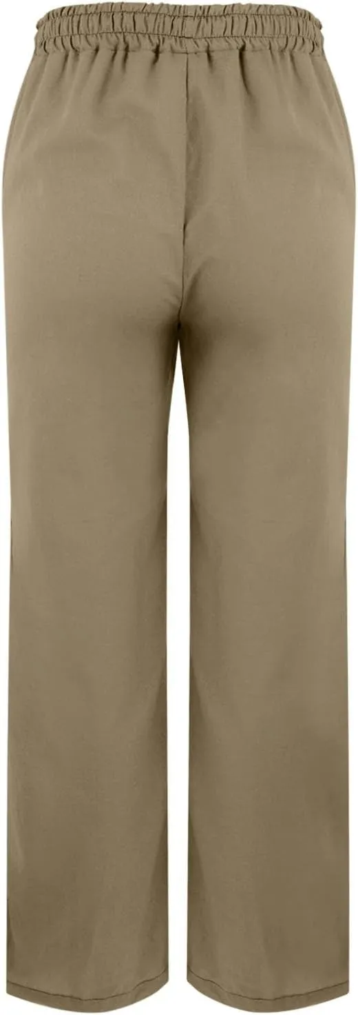 Women's Linen Pants Loose Fit Summer Casual Solid Color Boho Plus Size High Waist Linen Pants Stretch Trousers with Pockets