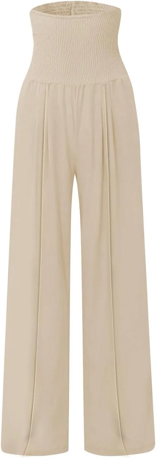 Womens Linen Summer Striped Pant Trousers High Waist Long Lounge Slim Fit Pant Trousers Beach