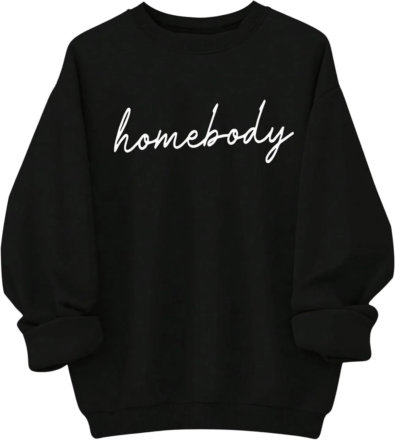 Women's Plus Size Long Sleeve Letter Graphic Sweatshirts Drop Shoulder Crewneck Pullover Sweatshirts