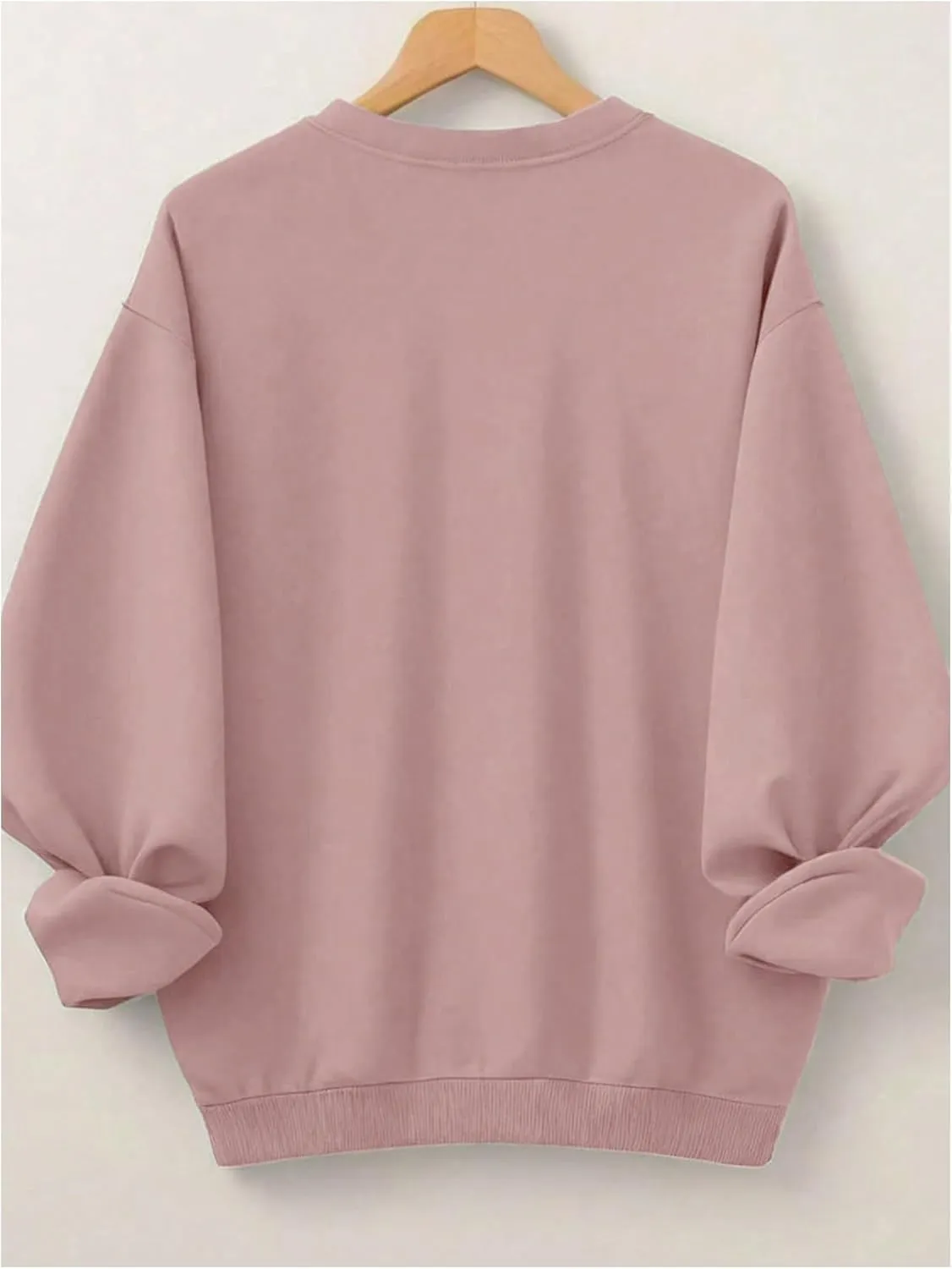 Women's Plus Size Long Sleeve Letter Graphic Sweatshirts Drop Shoulder Crewneck Pullover Sweatshirts