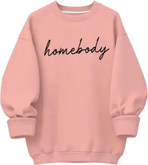 Women's Plus Size Long Sleeve Letter Graphic Sweatshirts Drop Shoulder Crewneck Pullover Sweatshirts
