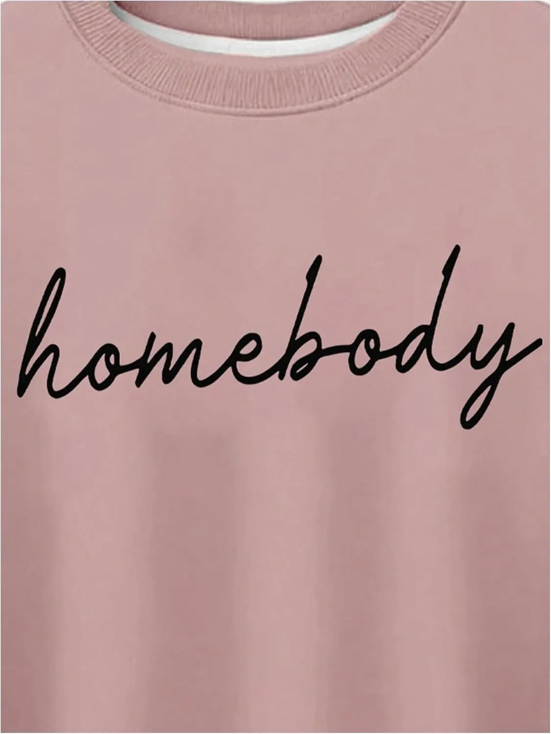 Women's Plus Size Long Sleeve Letter Graphic Sweatshirts Drop Shoulder Crewneck Pullover Sweatshirts