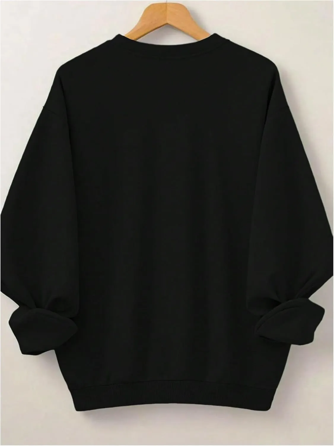 Women's Plus Size Long Sleeve Letter Graphic Sweatshirts Drop Shoulder Crewneck Pullover Sweatshirts