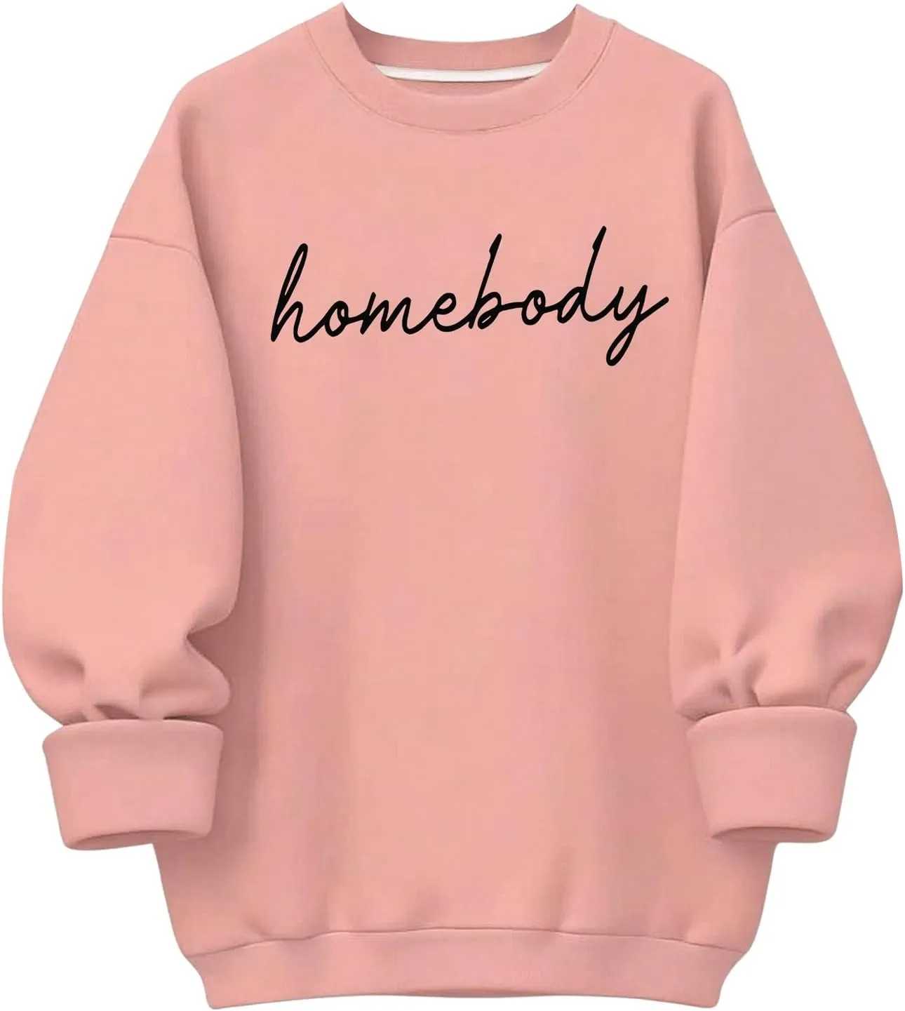 Women's Plus Size Long Sleeve Letter Graphic Sweatshirts Drop Shoulder Crewneck Pullover Sweatshirts
