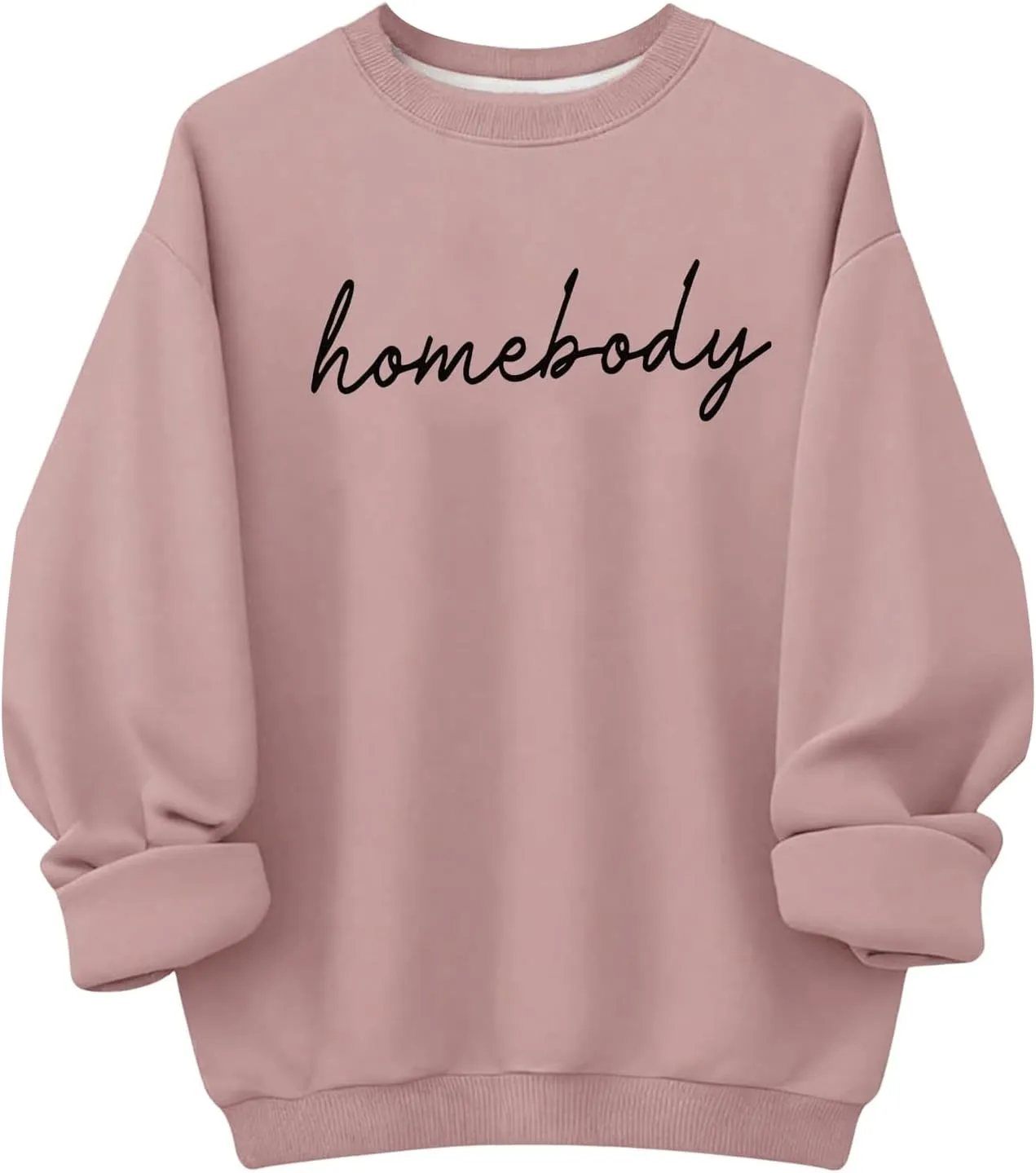 Women's Plus Size Long Sleeve Letter Graphic Sweatshirts Drop Shoulder Crewneck Pullover Sweatshirts