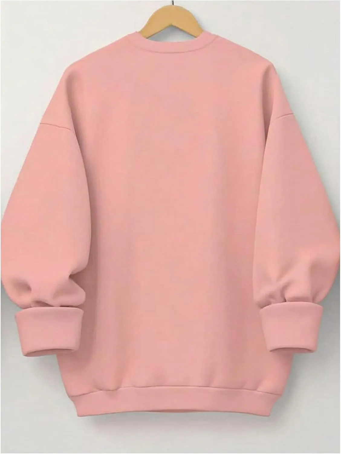 Women's Plus Size Long Sleeve Letter Graphic Sweatshirts Drop Shoulder Crewneck Pullover Sweatshirts