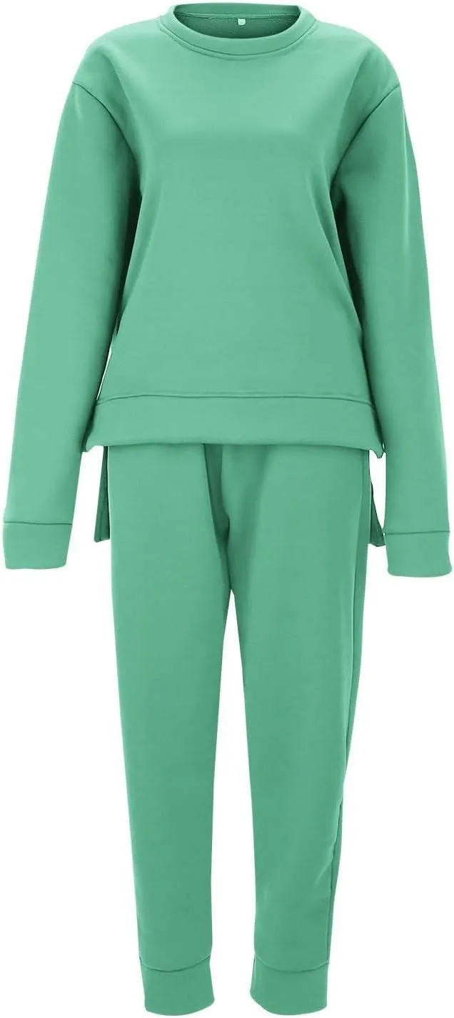 Womens Two Piece Lounge Sets Long Sleeve V Neck Fall Trendy Sweatsuit Long Sleeve Shirts Yoga Pants Sweatsuits