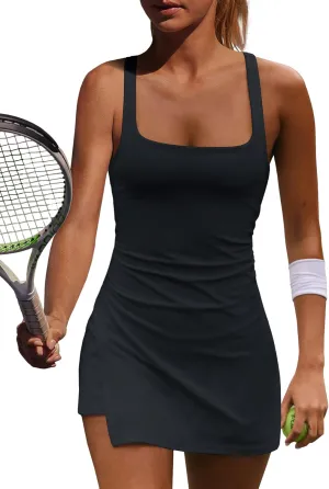 Yanekop Womens Tennis Dress with Built in Shorts Golf Dress Athletic Outfits Active Dresses Workout Dress Yoga