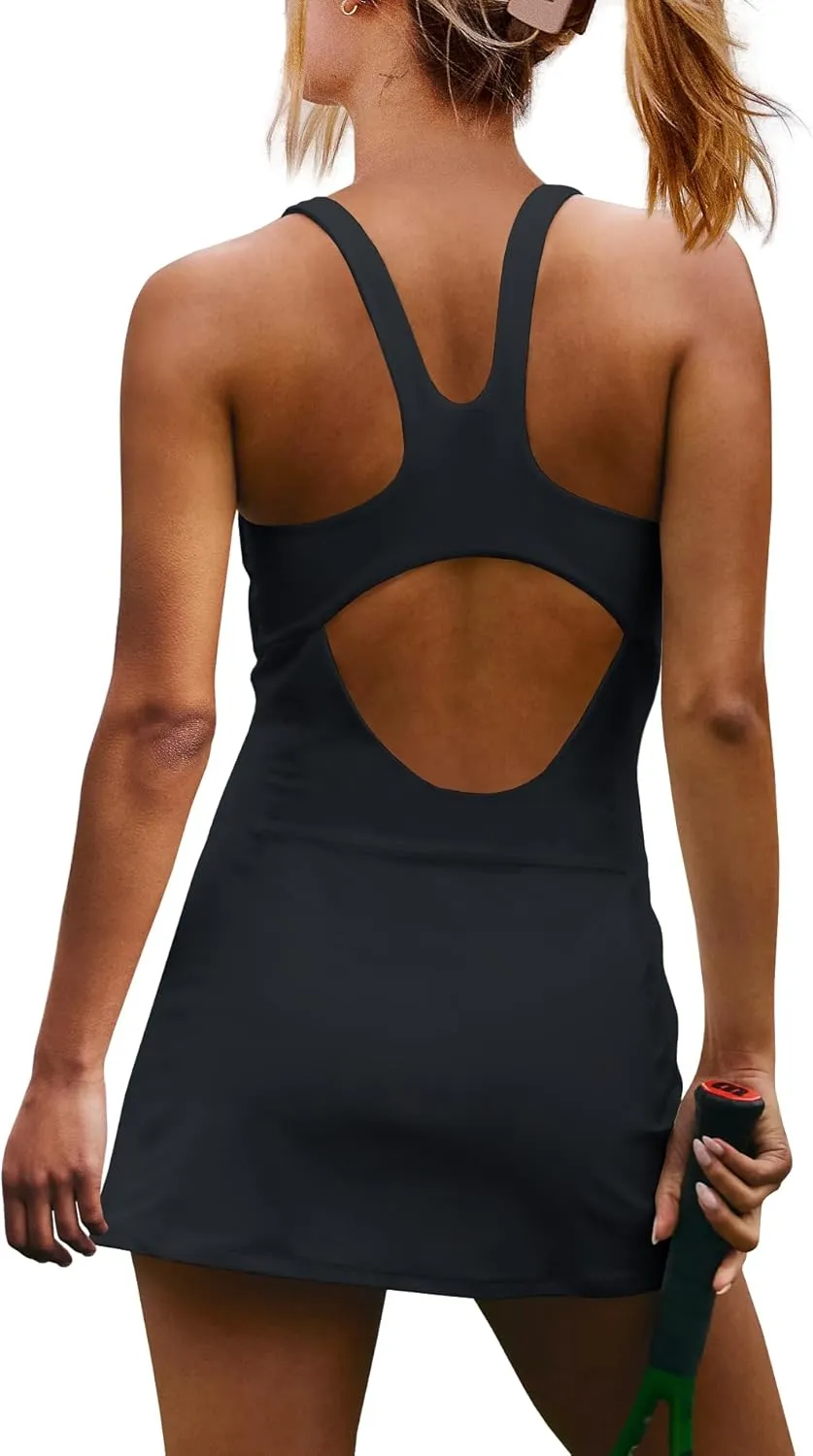 Yanekop Womens Tennis Dress with Built in Shorts Golf Dress Athletic Outfits Active Dresses Workout Dress Yoga