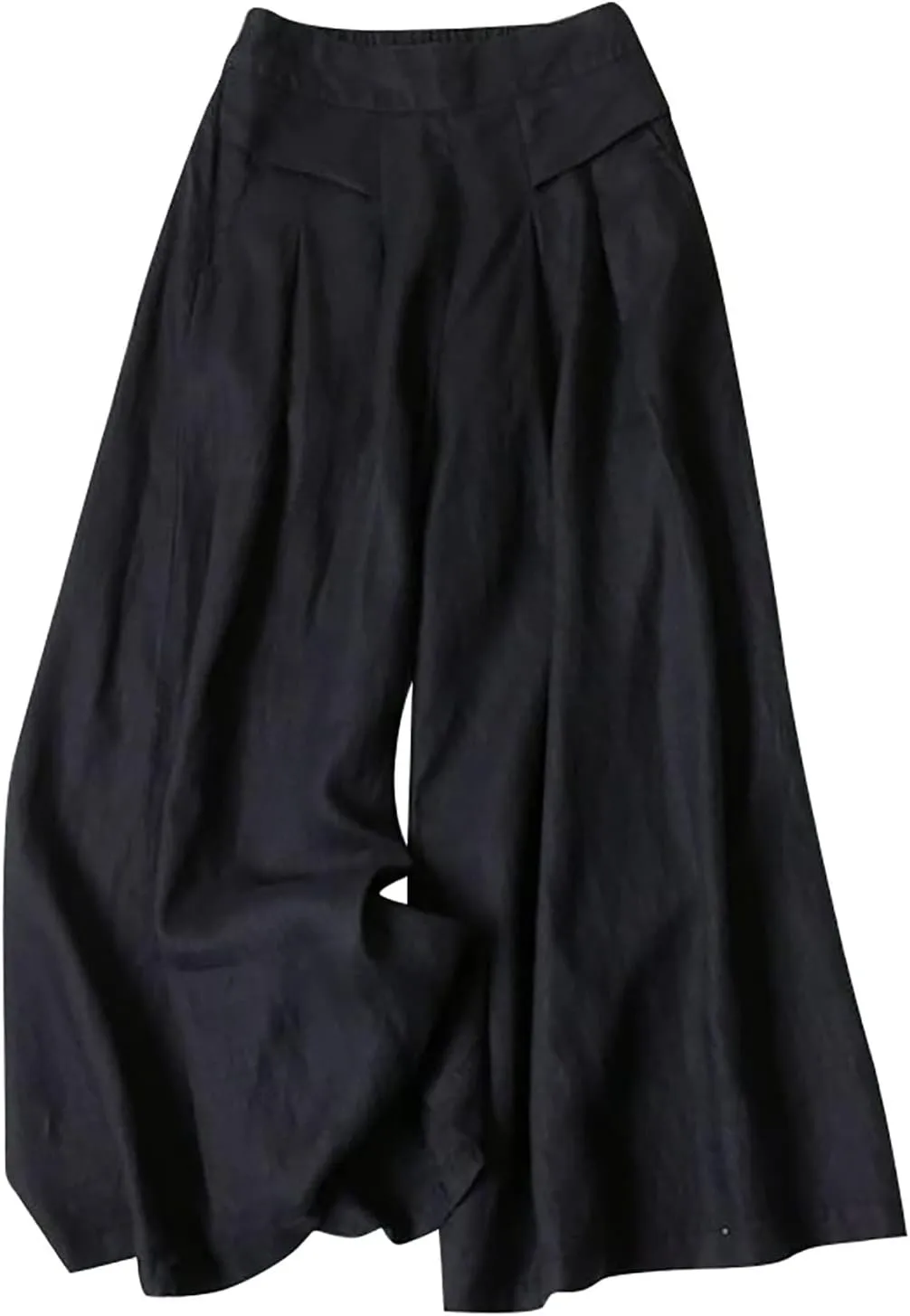 YOLAI Women's Cotton Linen Wide Leg Pants Solid Summer High Waist Casual Trousers Loose Casual Lightweight Pants