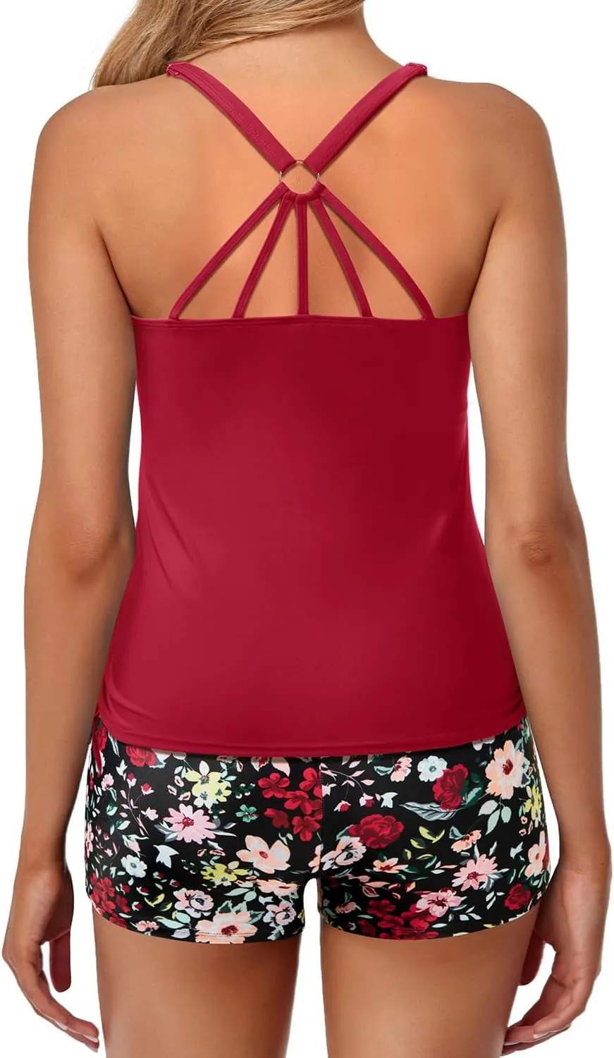 Yonique Two Piece Tankini Swimsuits for Women with Shorts Athletic Bathing Suits Tummy Control Swimwear