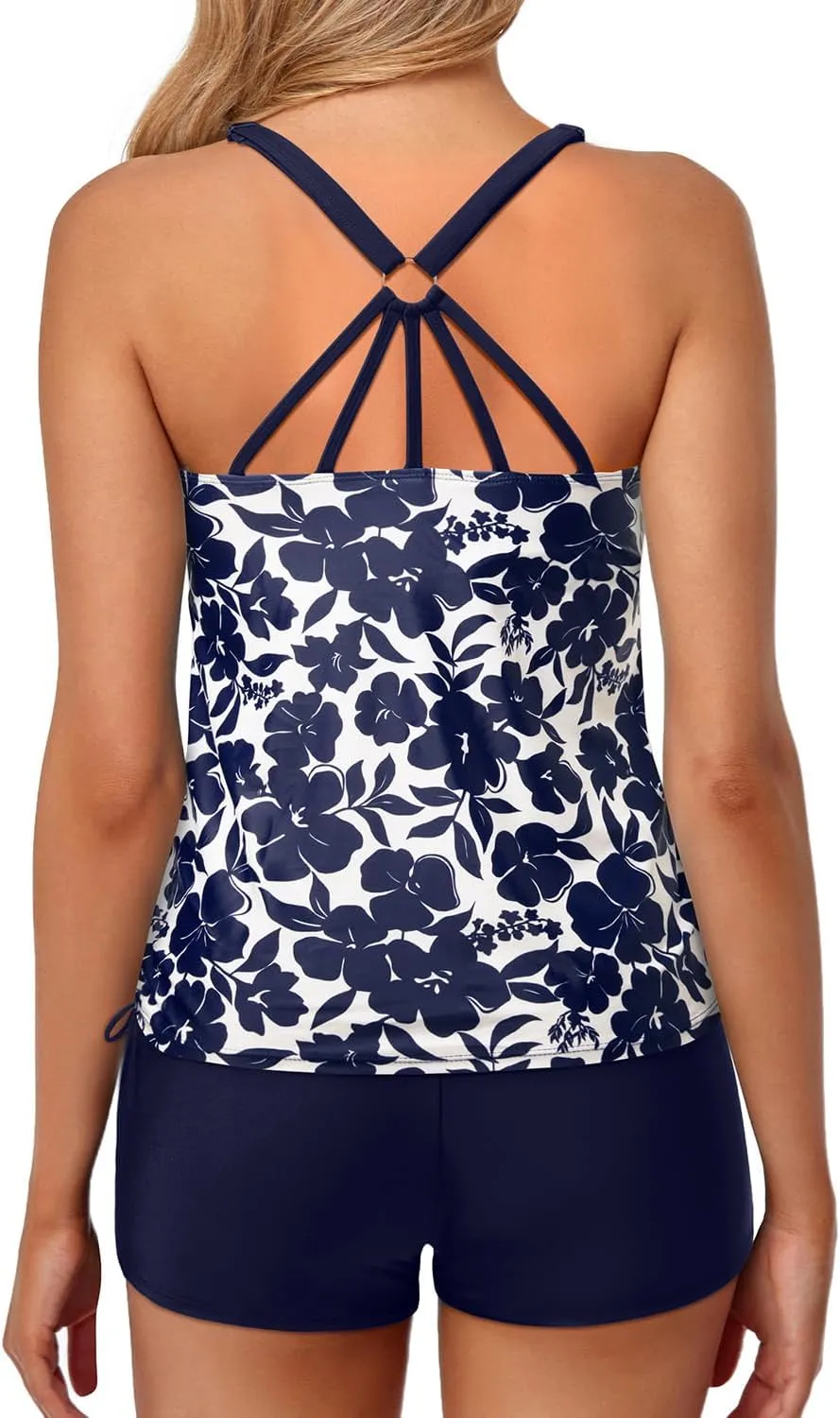 Yonique Two Piece Tankini Swimsuits for Women with Shorts Athletic Bathing Suits Tummy Control Swimwear
