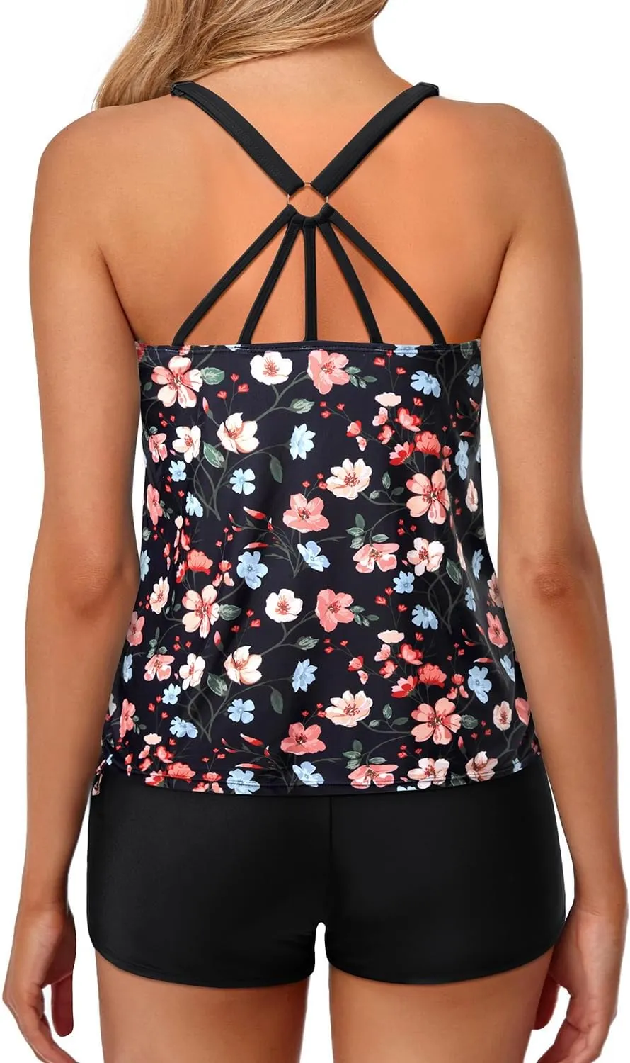 Yonique Two Piece Tankini Swimsuits for Women with Shorts Athletic Bathing Suits Tummy Control Swimwear