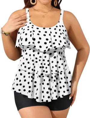 Yonique Women's Plus Size Tankini Swimsuits with Shorts Two Piece Bathing Suits Ruffle Swimsuits Tummy Control Swimwear