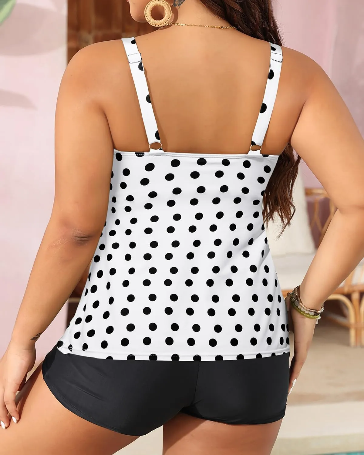 Yonique Women's Plus Size Tankini Swimsuits with Shorts Two Piece Bathing Suits Ruffle Swimsuits Tummy Control Swimwear