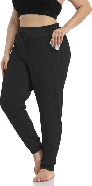ZERDOCEAN Women's Plus Size Active Casual Yoga Lounge Indoor Pants Walking Pajama Pants with Pockets Drawstring